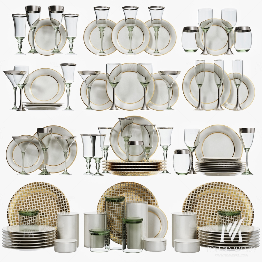 Classic glasses and dishes